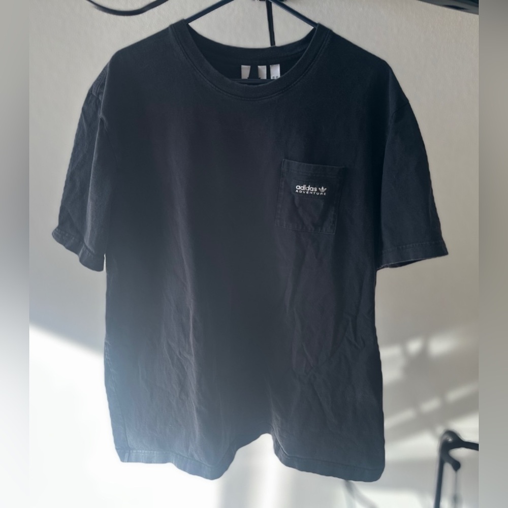 Adidas Adventure Black Tee with Logo Pocket